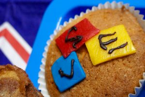 Cupcake gedecoreerd door een van de leerlingen